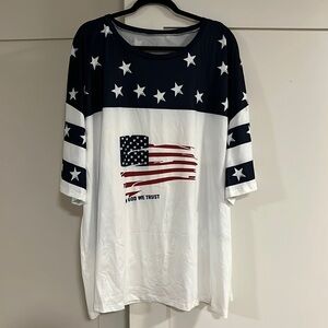 T-Shirt Mens white shirt with red and blue coloring, Size 5X NWOT